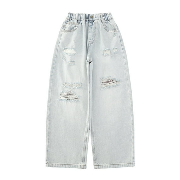 GYRATEDREAM Girls Jeans Baggy Pants Wide Leg/Flare/Skinny Denim Ripped High Waisted Teen Clothes Casual Streetwear Long Pants with Pocket Kids 5-14Y