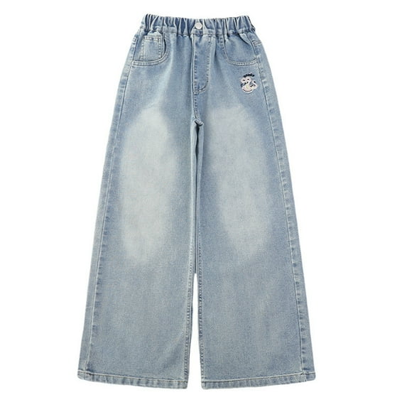 GYRATEDREAM Girls Jeans Baggy Pants Wide Leg/Flare/Skinny Denim Ripped High Waisted Teen Clothes Casual Streetwear Long Pants with Pocket Kids 5-14Y