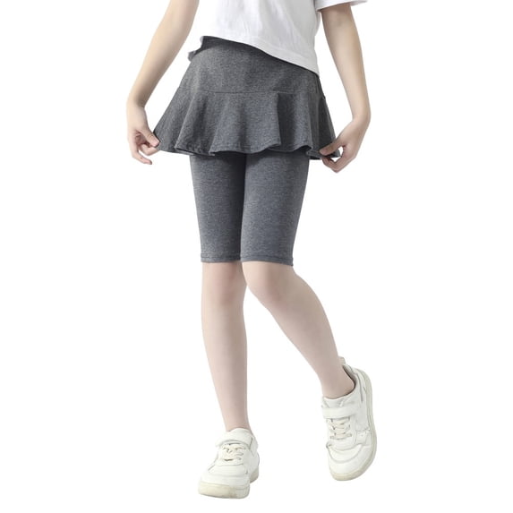 GYRATEDREAM Girls Knee Length Leggings with Skirt Stretchy Kids Summer Pants for Girls 3-11 Years