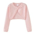 thumbnail image 1 of GYRATEDREAM Girls' Knitted Bolero Cardigan Sweater Kids Long Sleeve Button Closure Cropped Knitwear Cover Up for 1-2Y Pink, 1 of 7