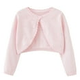thumbnail image 1 of GYRATEDREAM Girls' Knitted Bolero Cardigan Sweater Kids Long Sleeve Button Closure Cropped Knitwear Cover Up for 12-18M Pink, 1 of 10