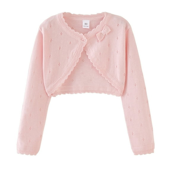 GYRATEDREAM Girls' Long Sleeve Knitted Bolero Cardigan Kids Button Closure Shrug Dress Sweaters Cropped Jacket Cover Up Tops