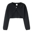 thumbnail image 1 of GYRATEDREAM Girls' Knitted Bolero Cardigan Sweater Kids Long Sleeve Button Closure Cropped Knitwear Cover Up for 6-7Y Black, 1 of 8