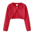thumbnail image 1 of GYRATEDREAM Girls' Knitted Bolero Cardigan Sweater Kids Long Sleeve Button Closure Cropped Knitwear Cover Up for 8-9Y Red, 1 of 8