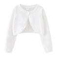 thumbnail image 1 of GYRATEDREAM Girls' Knitted Bolero Cardigan Sweater Kids Long Sleeve Button Closure Cropped Knitwear Cover Up for 9-10Y White, 1 of 10
