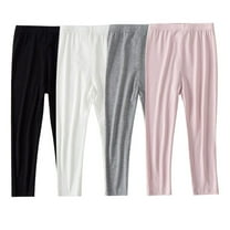GYRATEDREAM Girls Leggings 4 Pack Thin Full Length Kids Teens Pants Toddler Footless Pull On Athletic Legging 3-14 Years
