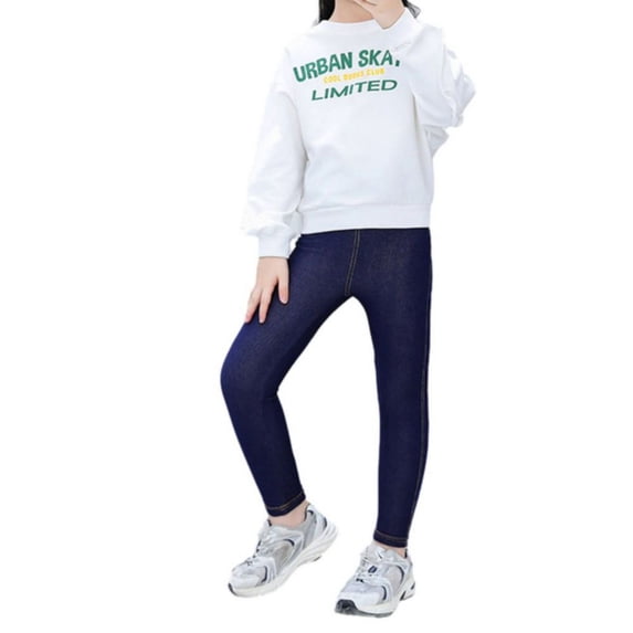 GYRATEDREAM Girls Leggings High Waisted Kids Compression Yoga Pants Stretch Running Dance Tights for Teen School Workout for 7-8Y Navy Blue