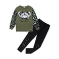 thumbnail image 1 of GYRATEDREAM Girls Leopard 2 Piece Outfit Long Sleeve Graphic Sweatshirt Cut Out Leggings Kids Clothes Set 6-14Y, 1 of 8