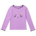 thumbnail image 1 of GYRATEDREAM Girls Lettuce Trim Basic Cute Cat Print Tee Shirts Casual Blouse Tops for 1-8T, 1 of 11