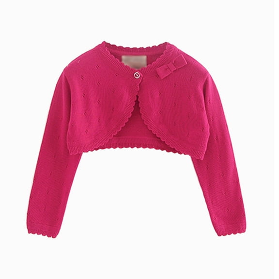 GYRATEDREAM Girls Long Sleeve Bolero Cardigan Kids Button Closure Knitted Shrug Cropped Sweaters Tops 1-8 Years