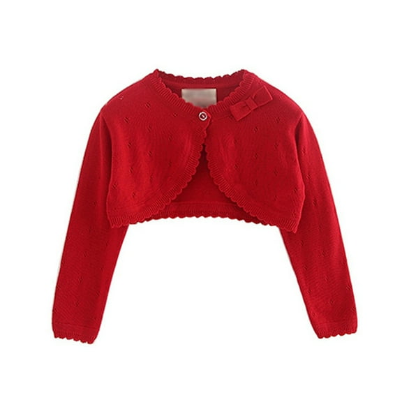 GYRATEDREAM Girls Long Sleeve Bolero Cardigan Kids Button Closure Knitted Shrug Cropped Sweaters Tops 1-8 Years
