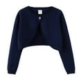 thumbnail image 1 of GYRATEDREAM Girls Long Sleeve Bolero Cardigan Kids Button Closure Knitted Shrug Cropped Sweaters Tops for 7-8Y Navy Blue, 1 of 10