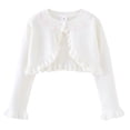 thumbnail image 1 of GYRATEDREAM Girls Long Sleeve Cardigan Childrens Kids Bolero Shrug Scallop Trim Knitted Open Front Cardigan Sweater, 1 of 6