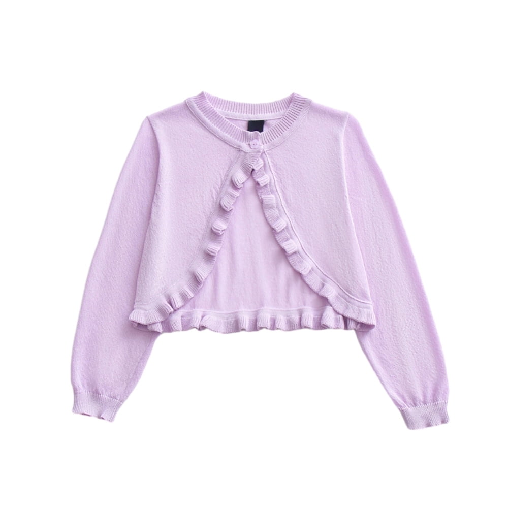Lilax Little Girls' Knit Long Sleeve Button Closure Bolero Cardigan