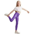 thumbnail image 1 of GYRATEDREAM Girls Metallic Leggings High Waisted Kids Yoga Pants Stretch Shiny Running Dance Tights for Teen School Workout 4-14 Years, 1 of 6