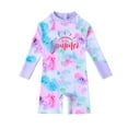 thumbnail image 1 of GYRATEDREAM Toddler Girl Rash Guard Swimsuit One Piece Zipper Swimwear Sun Protection Beachwear Zipper Short Sleeve Bathing Suit 4-8 Years, 1 of 6