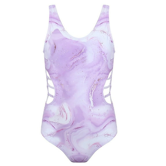 GYRATEDREAM Girls One Piece Swimsuit Tie Dye Swimwear Quick Dry Beach Sport Bathing Suits, 7-8 Years