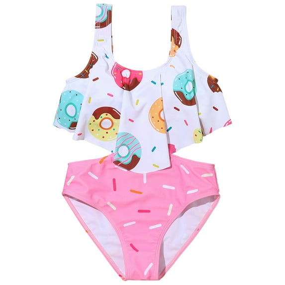 GYRATEDREAM Girls One Piece Swimsuits Hawaiian Ruffle Swimwear Beach Bathing Suit Kids Sport Summer Beach Swimwear, 9-10 Years