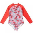 thumbnail image 1 of GYRATEDREAM Girls One Piece Swimsuits Long Sleeve Swimsuit Rash Guard Sunsuit Swimswear Zipper Front Bathing Suit, Size 5-6 Years, 1 of 1