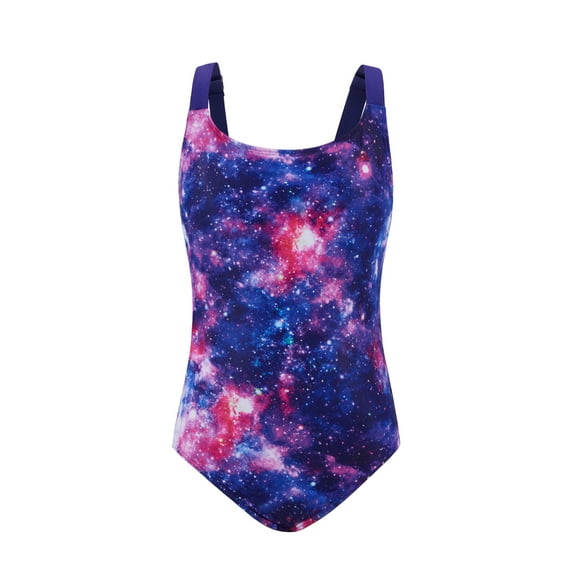 GYRATEDREAM Girls One Piece Swimsuits Printed Bathing Suit for Kids Adjustable Straps Swimwear 7-13 Years