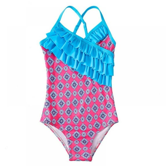 GYRATEDREAM Girls One Piece Swimsuits Ruffle Swimwear Beach Bathing Suit 4-12 Years