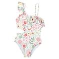 thumbnail image 1 of GYRATEDREAM Girls One Piece Swimsuits Summer UPF 50+ Quick Dry One Shoulder Ruffle Beach Swimwear Bathing Suit for 5-6Y, 1 of 9