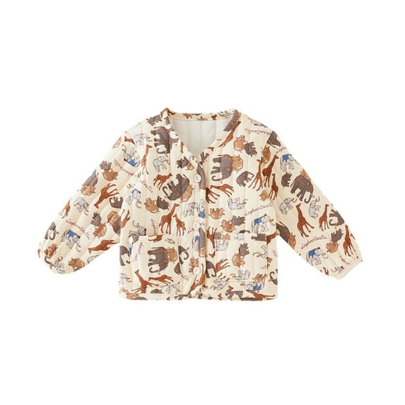 GYRATEDREAM Girls Quilted Jacket Long Sleeve Floral Coat Kids Soft Outerwear Jackets, 4-5 Years