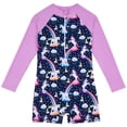 thumbnail image 1 of GYRATEDREAM Girls Rash Guard One Piece Swimsuits Long Sleeve UPF 50+ Zipper Bathing Suit Swimwear Beach Rashguard Size 6-7Y, 1 of 9