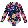 thumbnail image 1 of GYRATEDREAM Girls Rash Guard One Piece Swimsuits Long Sleeve UPF 50+ Zipper Bathing Suit Swimwear Beach Rashguard Size 7-8Y, 1 of 9