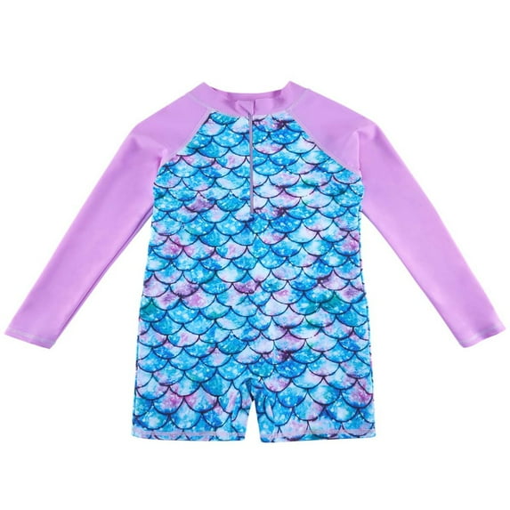 GYRATEDREAM Girls Rash Guard One Piece Swimsuits Long Sleeve UPF 50+ Zipper Bathing Suit Swimwear Beach Rashguard for 4-5Y Purple