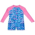 thumbnail image 1 of GYRATEDREAM Girls Rash Guard One Piece Swimsuits Long Sleeve UPF 50+ Zipper Bathing Suit Swimwear Beach Rashguard for 5-6Y Pink, 1 of 9