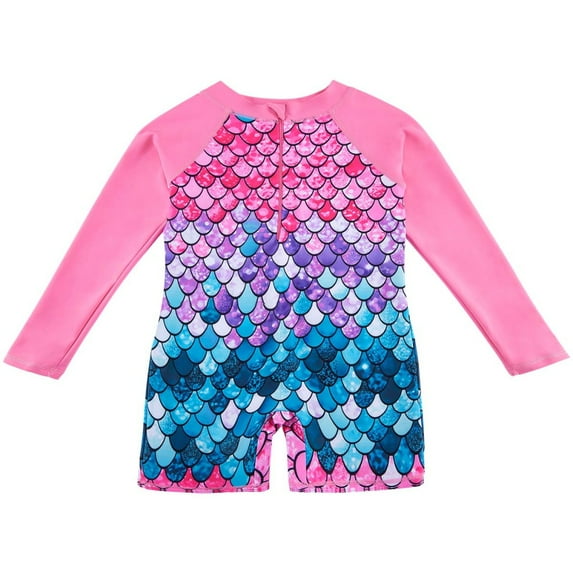 GYRATEDREAM Girls Rash Guard One Piece Swimsuits Long Sleeve UPF 50+ Zipper Bathing Suit Swimwear Beach Rashguard for 7-8Y Pink