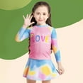 thumbnail image 1 of GYRATEDREAM Girls Rash Guard Two Pieces Long Sleeve Swimsuit Swimming Skirt with Shorts Swimwear Bathing Suit 4-8 T, 1 of 8