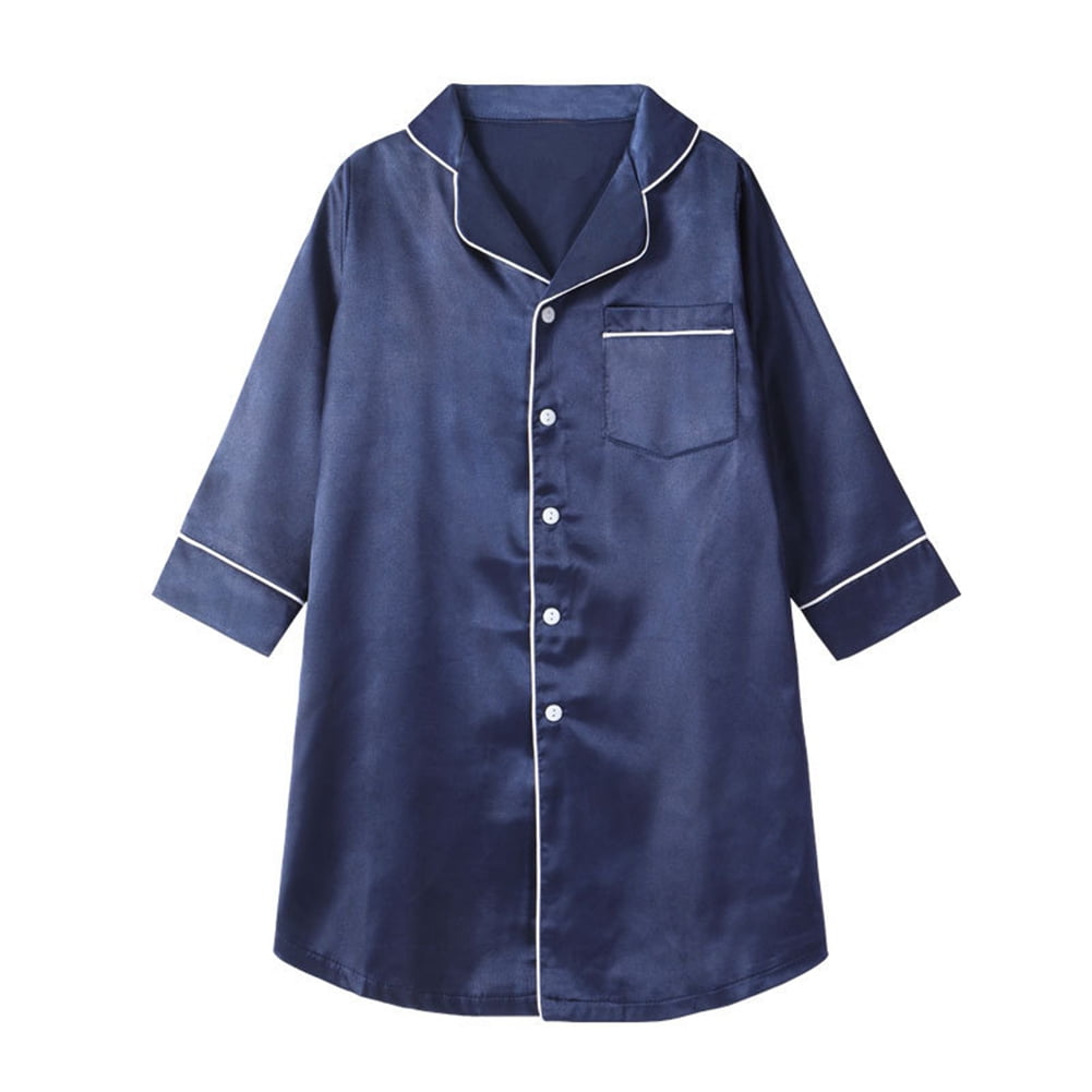 GYRATEDREAM Girls Satin Nightgown, Button Down Short/Long Sleeve Silky