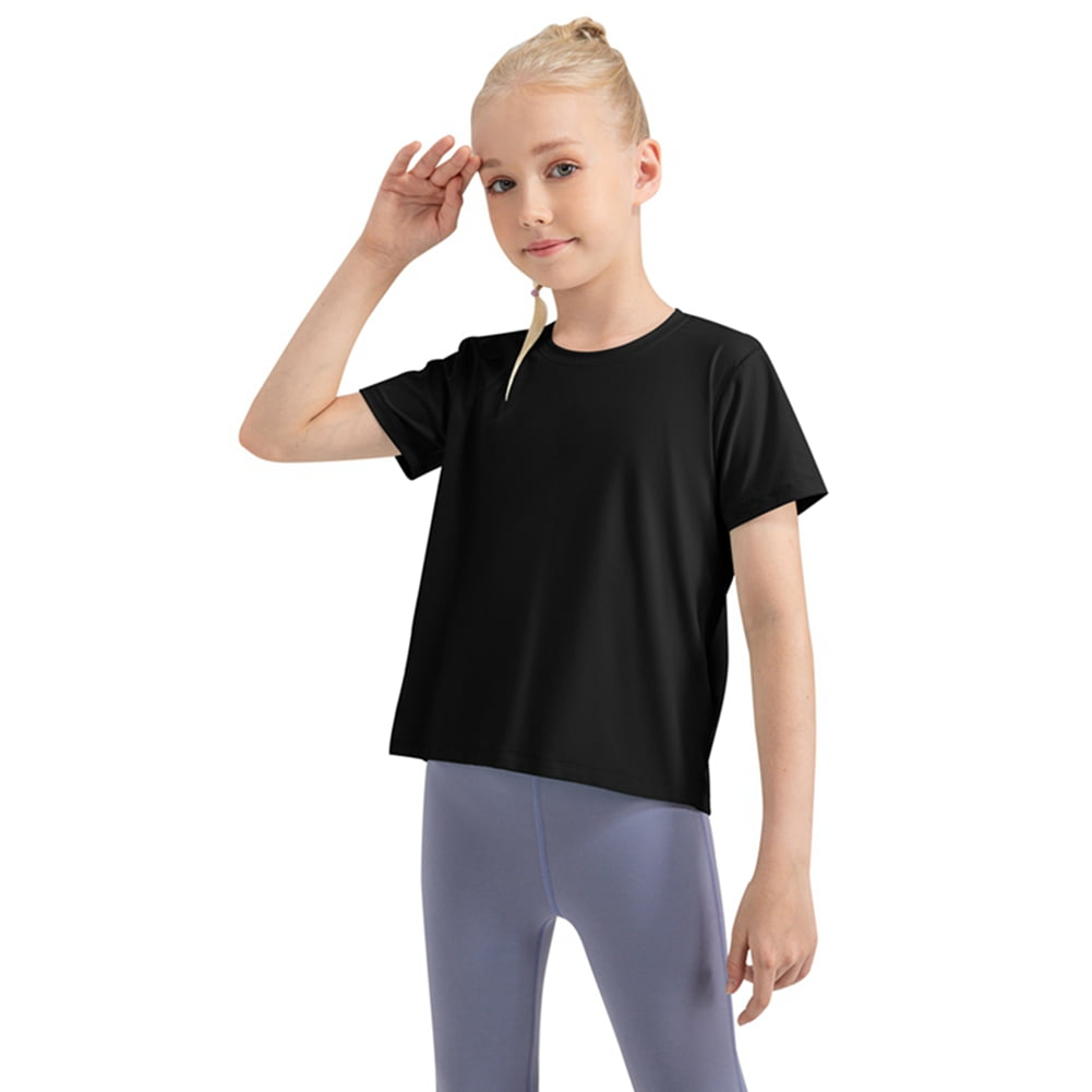 Girls Workout Tops 5-Pack Girls' Athletic Shirts Quick-Dry