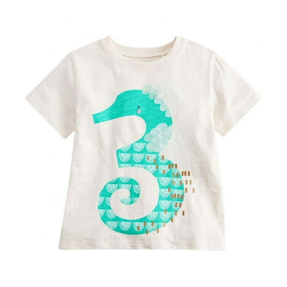 GYRATEDREAM Girls Short Sleeve Shirt Toddler Crewneck Tops Cartoon Digital Tee Summer Clothes 2-7 Years