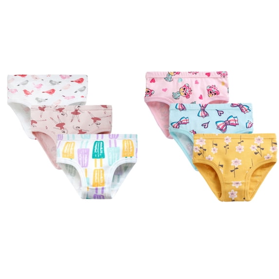 GYRATEDREAM Girls Soft Cotton Underwear Kids Comfort Panty Briefs Toddler Undies Teens Briefs Pack of 6 for 5-6 Years