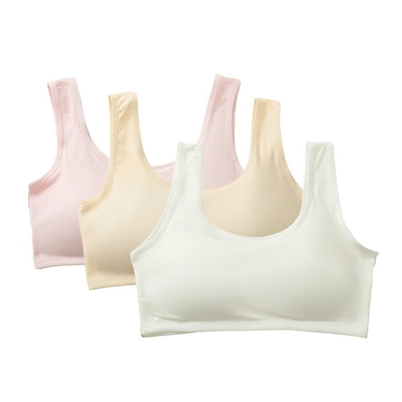 GYRATEDREAM Girls' Sports Bra Cotton Comfortable Wireless Training Bra for Teen Girls 3 Pack 12-16 Years