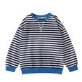 thumbnail image 1 of GYRATEDREAM Girls Striped Crewneck Sweatshirt Kids Cotton Long Sleeve Oversized Fashion Pullover Tops Children Fall Winter Clothes Blue for 6-14 Years, 1 of 8