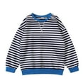 thumbnail image 1 of GYRATEDREAM Girls Striped Crewneck Sweatshirt Kids Cotton Long Sleeve Oversized Fashion Pullover Tops Children Fall Winter Clothes Blue for 6-14Y, 1 of 8