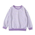 thumbnail image 1 of GYRATEDREAM Girls Striped Crewneck Sweatshirt Kids Cotton Long Sleeve Oversized Fashion Pullover Tops Children Fall Winter Clothes Purple for 6-14Y, 1 of 1