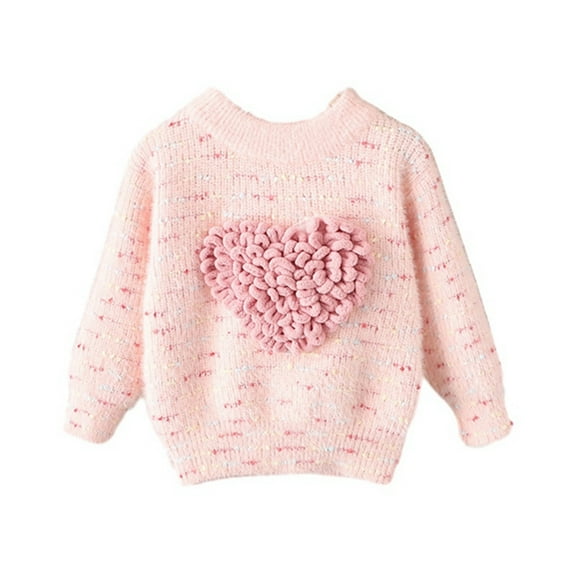 GYRATEDREAM Girls Striped Sweaters Gradient Long Sleeve Cable Knit Sweater Cute Print Top Chunky Pullover Jumper Fall Winter for 11-12Y Pink