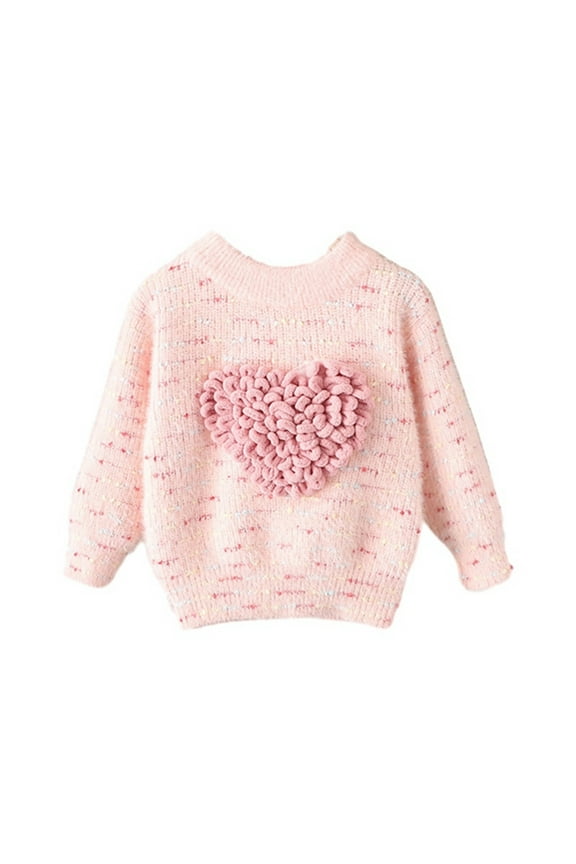 Girls Striped Sweaters Gradient Long Sleeve Cable Knit Sweater Cute Print Top Chunky Pullover Jumper Fall Winter for 11-12Y Pink