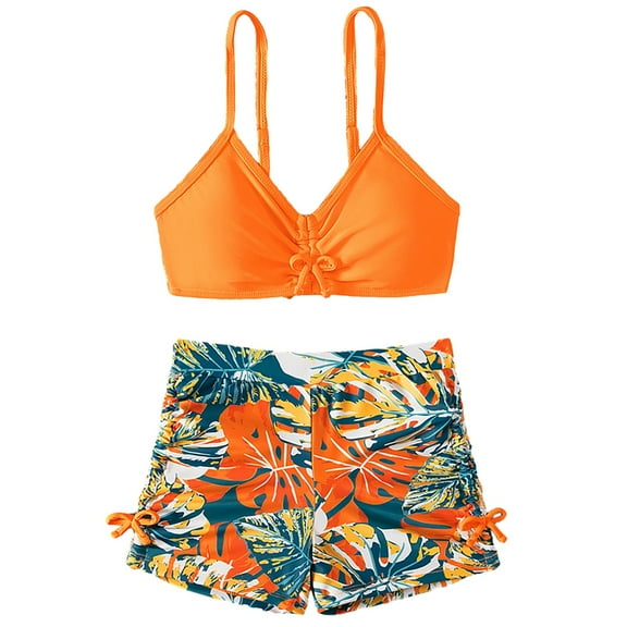 Girls Swimsuit 2 Piece Bikini Bathing Suit Quick Dry Swimwear Size 8-12 Years