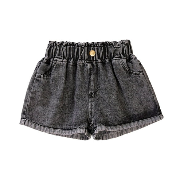 GYRATEDREAM Girls Summer Denim Shorts Ripped Holes Soft Elastic Waistband Jeans with Pockets