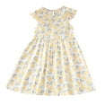 thumbnail image 1 of GYRATEDREAM Girls Summer Dress Floral Crewneck Cute Fancy Princess Dress Casual Flowy Short Sleeve Midi Dress for 9-10Y Yellow, 1 of 8