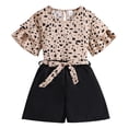 thumbnail image 1 of GYRATEDREAM Girls Summer Shorts Outfits Set Leopard Print Short Ruffle Sleeve Top and Shorts Set with Bow Belt for 10Y, 1 of 9