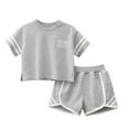 thumbnail image 1 of GYRATEDREAM Girls Summer Shorts Set Outfit Kids Solid Cotton Short Sleeve Top and Shorts 2PC Clothing Set for 4-5T, 1 of 1