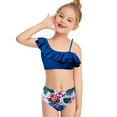 thumbnail image 1 of GYRATEDREAM Girls Swimsuit 2 Piece Tankini Set One Shoulder Bikini Tops High Waist Floral Bottom Quick Dry Bathing Suits, 1 of 6