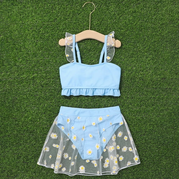 GYRATEDREAM Girls Swimsuit 2 Piece Tankini Set Ruffle Wireless Bikini Tops High Waist Bottom Quick Dry Bathing Suits